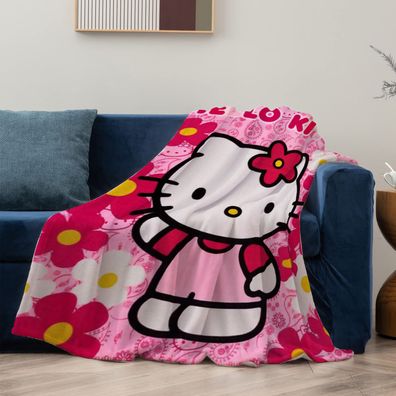 Cartoon Hello Kitty Flannel Fleece Blanket Kitty White Sofa Quilt Nap Decke Rosa
