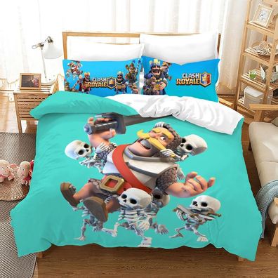 3tlg. Clash Royale Fisherman 3D Bettbezug Set Kinder Bettwäsche Kissenbezug #261