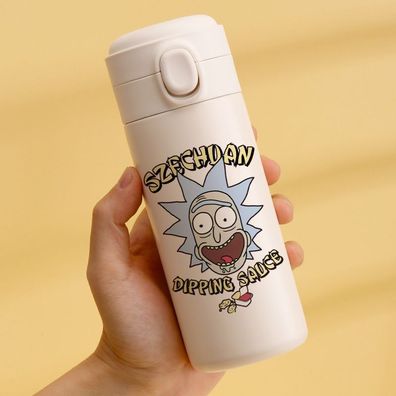 Cartoon Rick and Morty 450ml Edelstahl Thermosbecher mit Farbdruck Thermoskanne