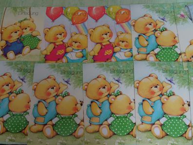 10 alte Postkarte AK Obpacher 41-3023 süße Bären-Einladungskarten