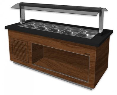 Salatbar Salattheke Kühltheke 5x1/1 GN Premium Line braun 2000x 880 x1350 Gastlando