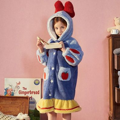 Kinder Snow White Hooded Pyjama Mädchen Cosplay Kostüm Plus Velvet Schlafanzug