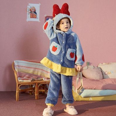 Snow White Hooded Pyjama Set Kinder Cosplay Kostüm PlusVelvet Winter Schlafanzug