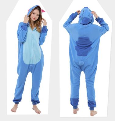 Herren Damen Pudding Lilo & Stitch Hooded Pyjama Winter Cosplay Schlafanzug