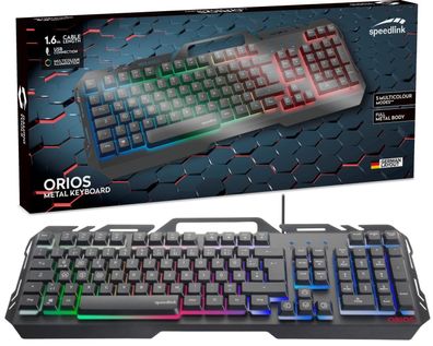 Speedlink ORIOS Metall USB Gaming Tastatur RGB LED Beleuchtung Gamer Keyboard