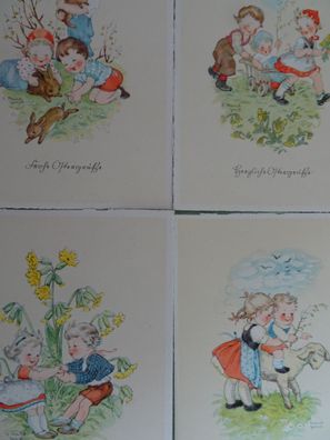 4 alte Postkarten Carl Werner Reichenbach Vogtland Kinder Ostern signiert
