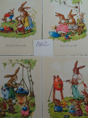 alte Postkarten Carl Werner Reichenbach Vogtland Osterhasenfamilie Ostern