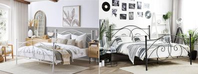 Designer Metall Bett mit Lattenrost Lattenrahmen Metallbett 140 160 180 x 200 cm