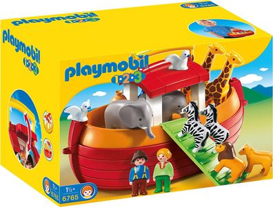 Playmobil 1.2.3 6765 Meine Mitnehm-Arche-Noah, mit 12 Tieren, Zugangsplanke und ...