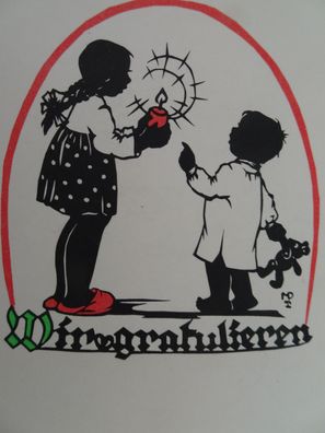 sehr alte Postkarten VEB Volkskunstverlag Reichenbach wir gratulieren Scherenschnitt