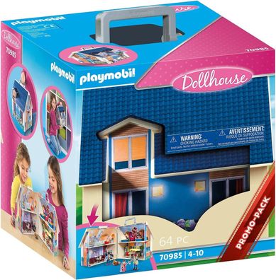 Playmobil Dollhouse 70985 Mitnehm-Puppenhaus mit Griff, Zusammenklappbar, Spielzeu...