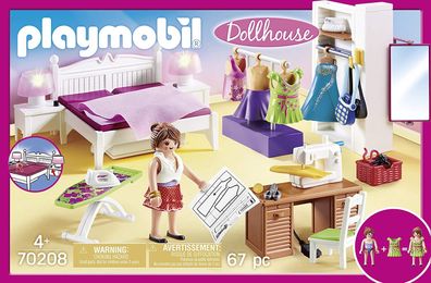 Playmobil 70208 Puppenhaus-Hauptschlafzimmer mit austauschbaren Kleidern, mit ...