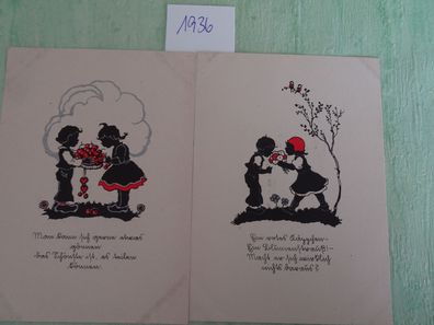 2 sehr alte Postkarten PMB 23 Paul Meyer Bremen Scherenschnitt Verse Sütterlin Kinder