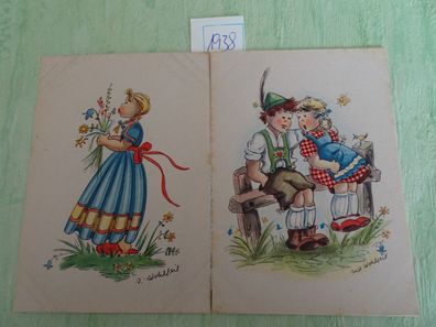 2 alte Postkarten PMB 31 Paul Meyer Bremen Inge Wohlfeil Kinder