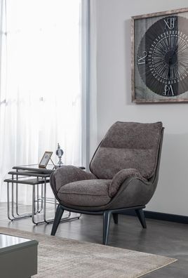 Wohnzimmer Sessel Design Couch Luxus Lounge Polster Neu modern grau