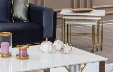 Beistelltisches Wohnzimmer Luxus Design neu Modernes weißes Material Holz