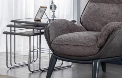 Beistelltische Wohnzimmer Luxus Design neu Modern grau Material Holz