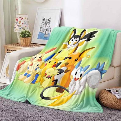 Pokemon Pikachu Flannel Fleece Blankets Raichu Minun Sofa Quilt Kinder Nap Decke