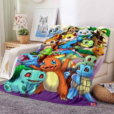Pokemon Pikachu Flannel Blankets Charmander Squirtle Sofa Quilt Kinder Nap Decke