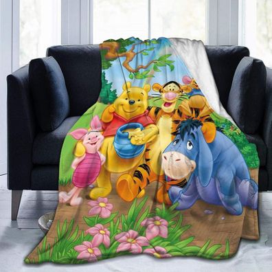 Cartoon Winnnie Pooh Flannel Fleece Blanket Piglet Tigger Sofa Quilt Nap Decke