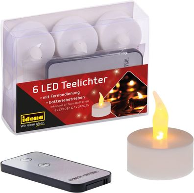 Idena 38204 - LED Teelichter, 6 Stück, elektrische Kerzen mit flackerndem Licht, ...
