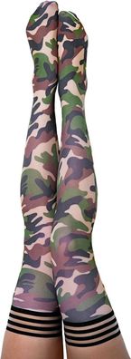 Sexy Strümpfe Camouflage - Army Look- Halterlose Stockings Tarnoptik M, L, XL