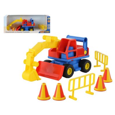 Polesie Spielzeug Bagger 37701, Baustellenabsperrung, Pylonen, ab 12 Monaten