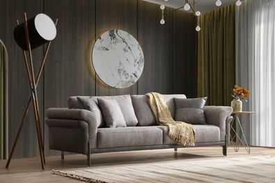 Sofa 3 Sitzer Grau Wohnzimmer Klassische Design Elegantes Stil 230cm