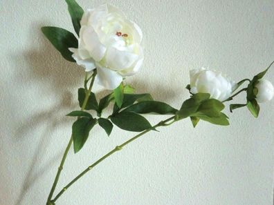 Pfingstrose künstlich verzweigt, Farbe Weiß, Kunstblumen, Seidenblumen