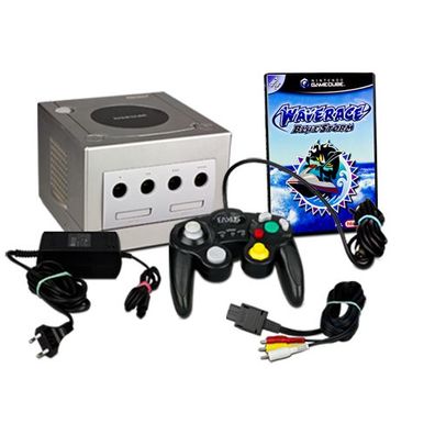 Original Nintendo Gamecube Konsole in SILBER + Ähnlicher Controller + WAVE RACE ...