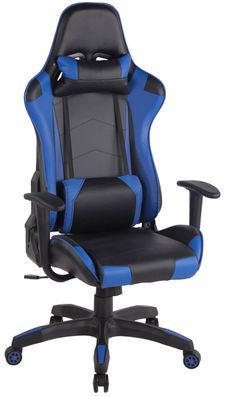 Bürostuhl Kunstleder schwarz/ blau Chefsessel Drehstuhl Gaming Gamer Zocker Stuhl