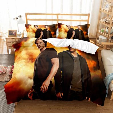 3tlg. Supernatural Dean Sammy 3D Druck Bettbezug Set Kinder Bettwäsche Kissenbezug
