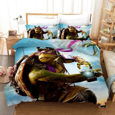 3tlg Teenage Mutant Ninja Turtles Donatello Bettbezug Set Baby Bettwäsche Kissenbezug