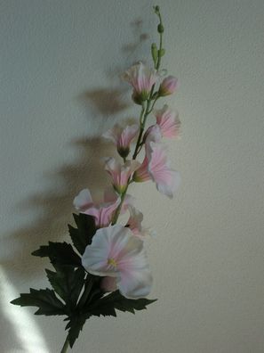 Stockrose, Farbe Weiß-Rosé, Kunstblume, Sommerblumen, Seidenblumen