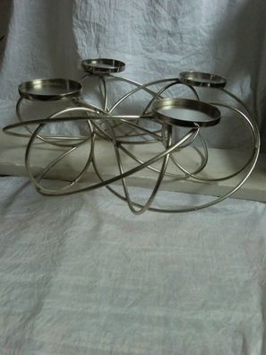 Kerzenhalter "Ivar" aus Metall, Farbe Silber, für 4 Stumpenkerzen, Adventskranz