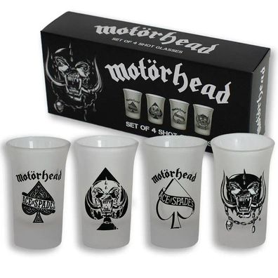 Motörhead - 4x Logo frosted Shotglas Schnapsglas Set NEU & 100% offizielles Merch!