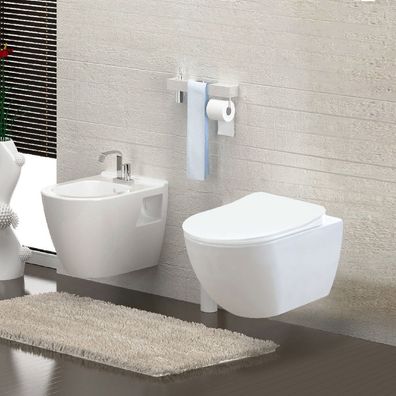 Spülrandloses Wand Hänge WC Spülrandlos Toilette Normal WC + Deckel