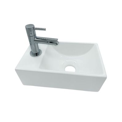 Design Waschtisch Kleines Gäste Wc Handwaschbecken Hahnloch Links Waschbecken