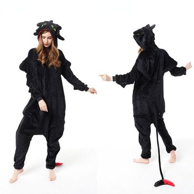 Herren Damen How to Train Your Dragon Hooded Pyjama Toothless CosplaySchlafanzug