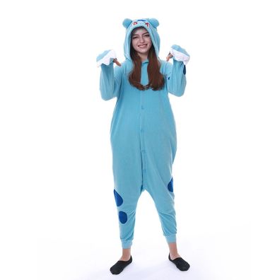 Herren Damen Schlafanzug Pokemon Bulbasaur Onesie Hooded Pyjama Cosplay Jumpsuit S-XL