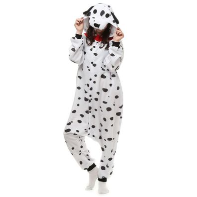 Herren Damen Dalmatian One-Piece Hooded Pyjama Winter Cosplay Kostüm Schlafanzug