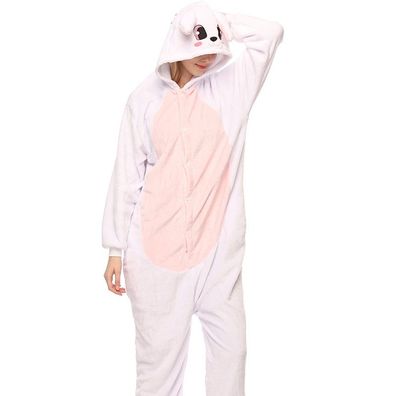 Herren Damen Cartoon Hase Hooded Pyjama Winter Cosplay Kostüm Schlafanzug