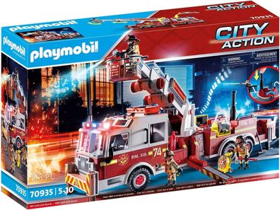 Playmobil City Action 70935 Feuerwehr-Fahrzeug: US Tower Ladder mit Wasserpumpe, ...
