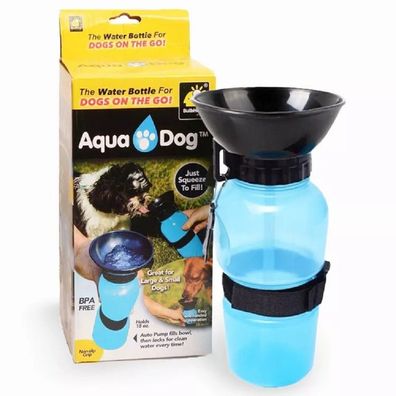 AQUA DOG Tragbare Wasserflasche Trinkflasche für Hunde zum mitnehmen 500 ml