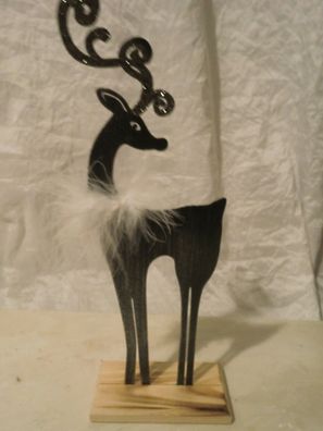 Rentier VESLA aus Metall, silber gebürstet, Höhe 32 cm, Weihnachtsdekoration