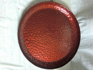 Dekoschale flach JARVID aus Metall, Durchmesser 44cm, Farbe Rot, Platte
