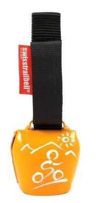 swisstrailbell® fresh Colour-Edition: Orange mit weißem Mountainbiker, schwarzes