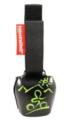 swisstrailbell® Deep Black mit grünem Mountainbiker, Trailbell, Bear Bell