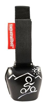 swisstrailbell® Deep Black mit weißem Mountainbiker, Trailbell, Bear Bell