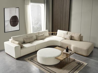 Ecksofa L Form Couchtisch Hocker Wohnlandschaft Wohnzimmer Polster 3tlg.